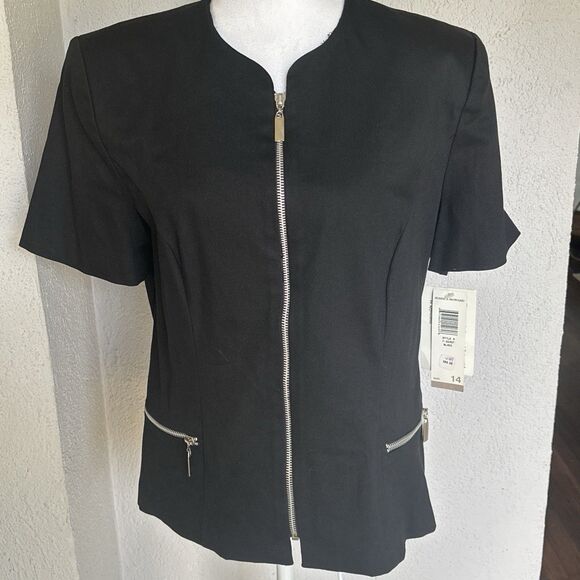 Jessica Howard Vintage 1980s Short Sleeved Zipper Blazer Size 14 - NWT - Picture 1 of 9